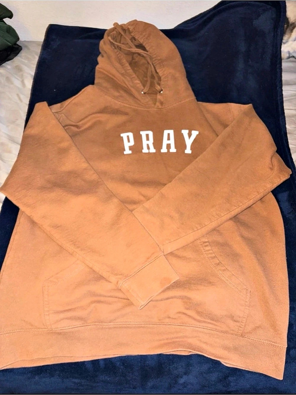 PRAY Graphic Pullover Hoodie in Orange